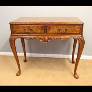 Antique Burr Walnut Queen Anne Style Console Side Table