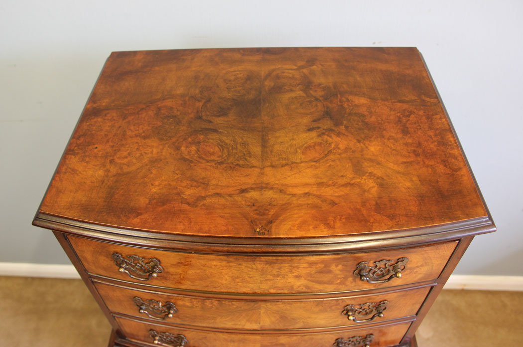 12098r5 Antique Walnut Bow Front Chest on Chest of Drawers,