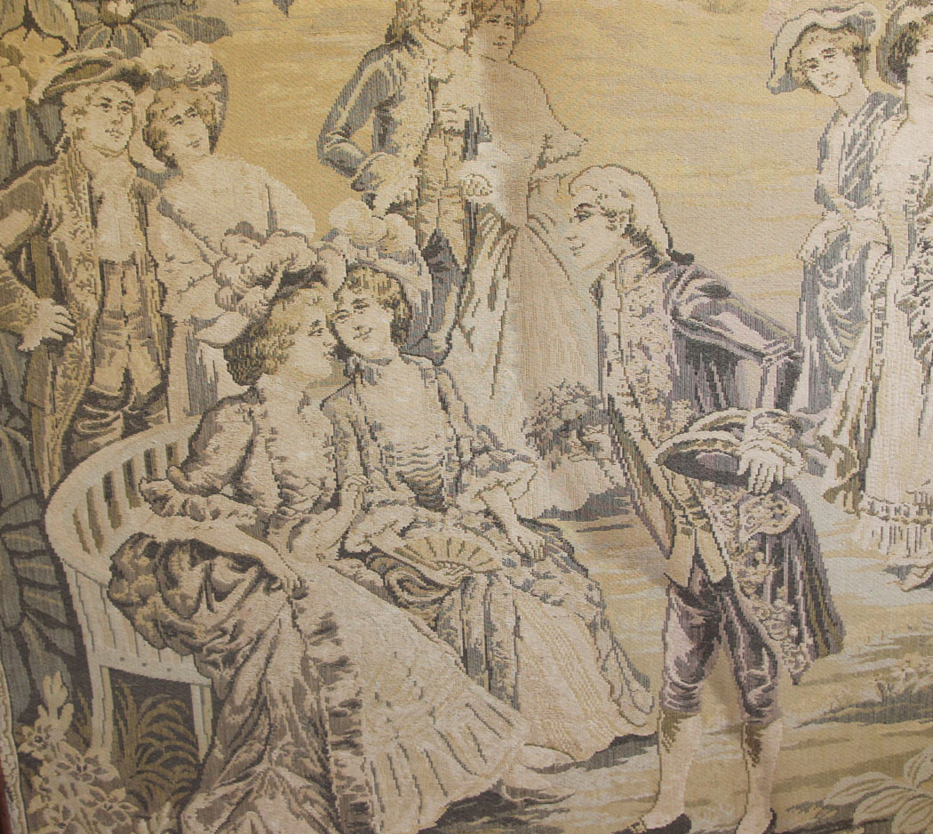 12103r11 Antique Large Walnut Framed Tapestry,
