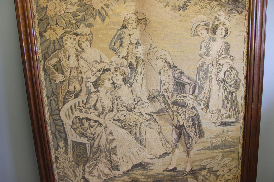 12103r4 Antique Large Walnut Framed Tapestry,