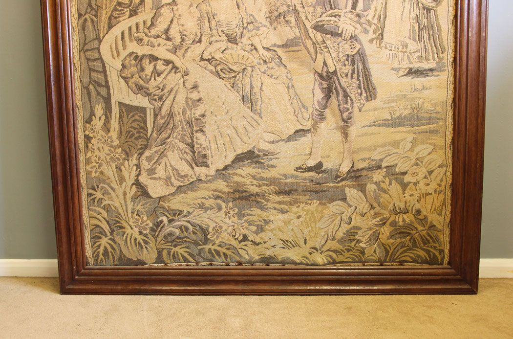 12103r7 Antique Large Walnut Framed Tapestry,