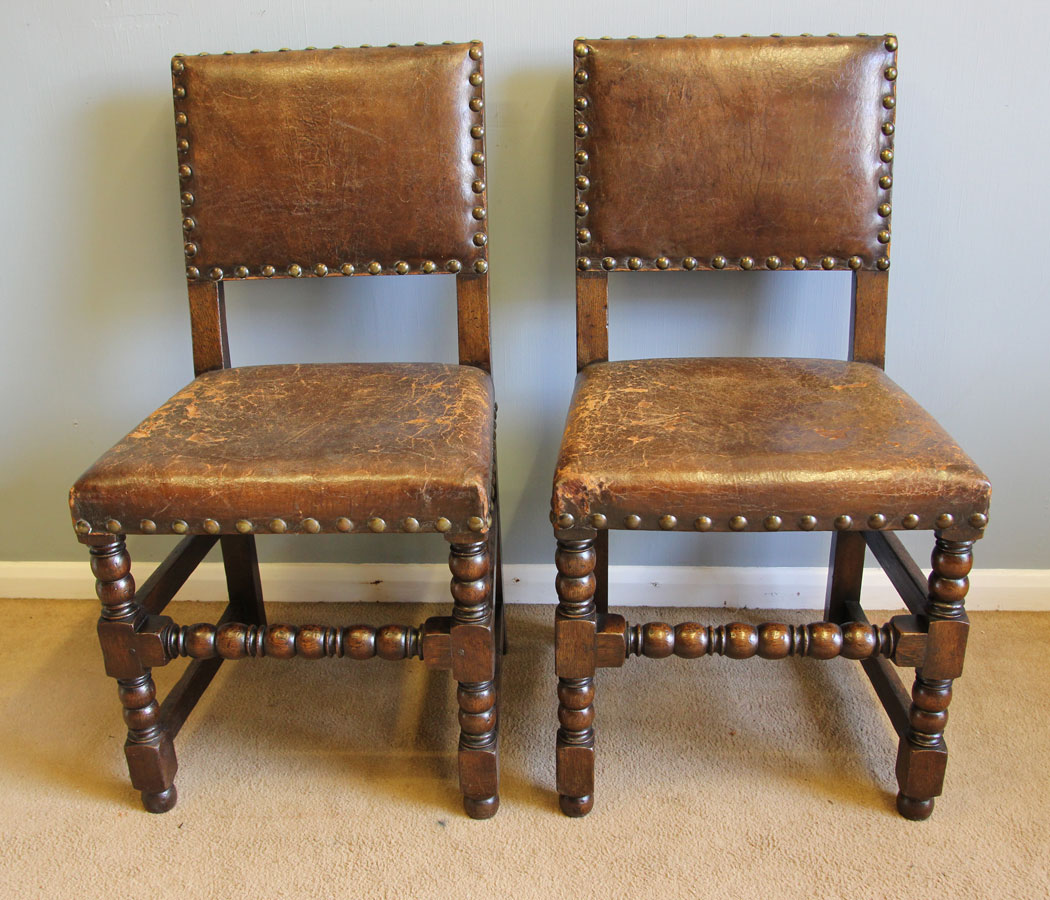 12107r15 Antique Set of Six Oak Cromwellian Style Dining Chairs,