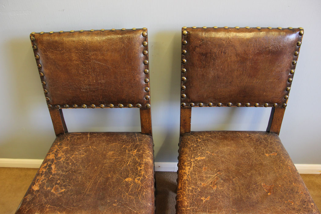 12107r16 Antique Set of Six Oak Cromwellian Style Dining Chairs,