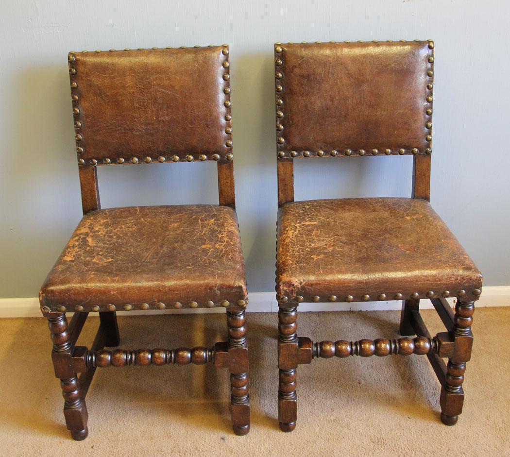 12107r17 Antique Set of Six Oak Cromwellian Style Dining Chairs,