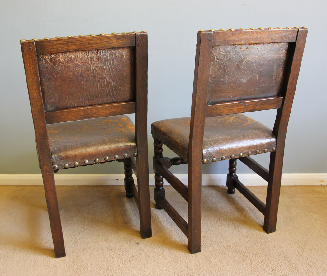12107r5 Antique Set of Six Oak Cromwellian Style Dining Chairs,