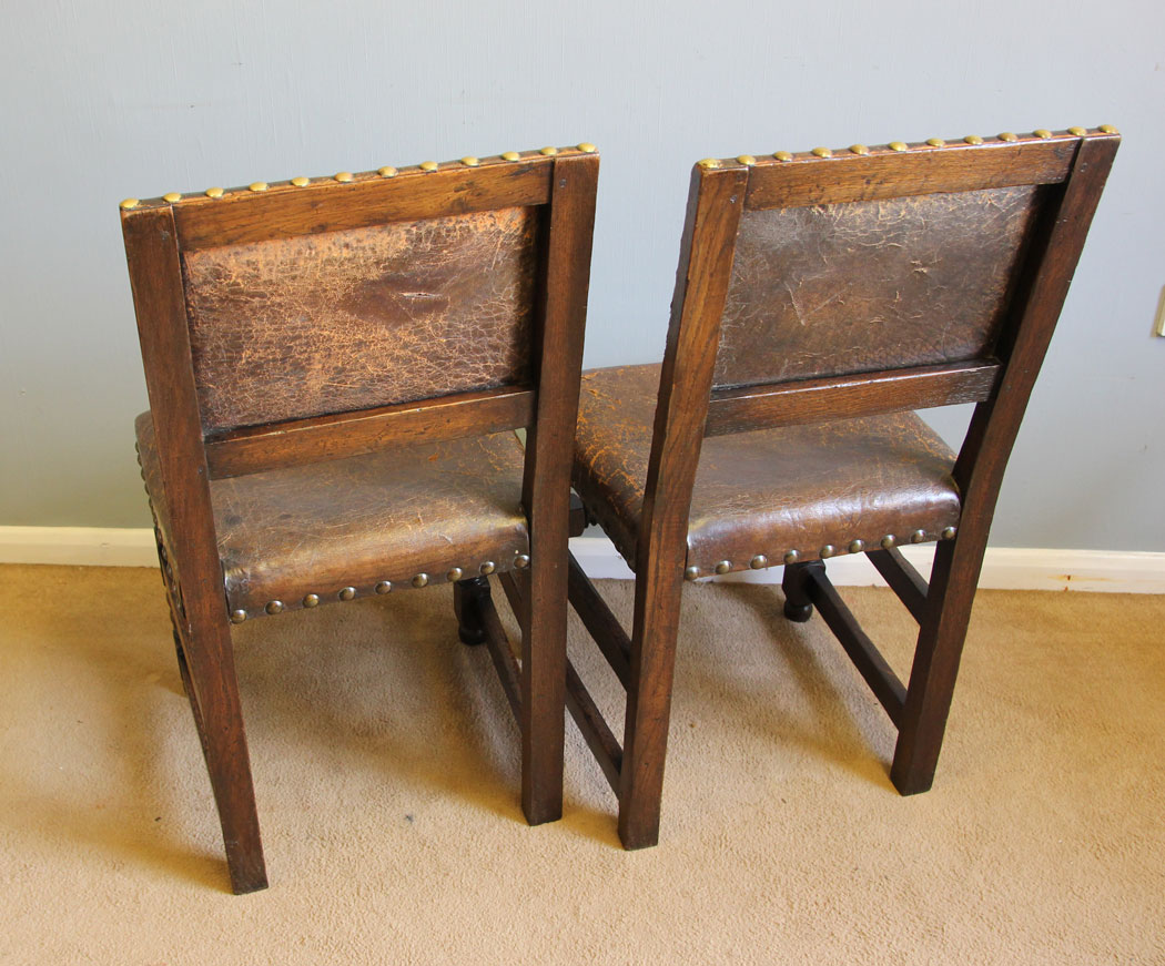 12107r6 Antique Set of Six Oak Cromwellian Style Dining Chairs,