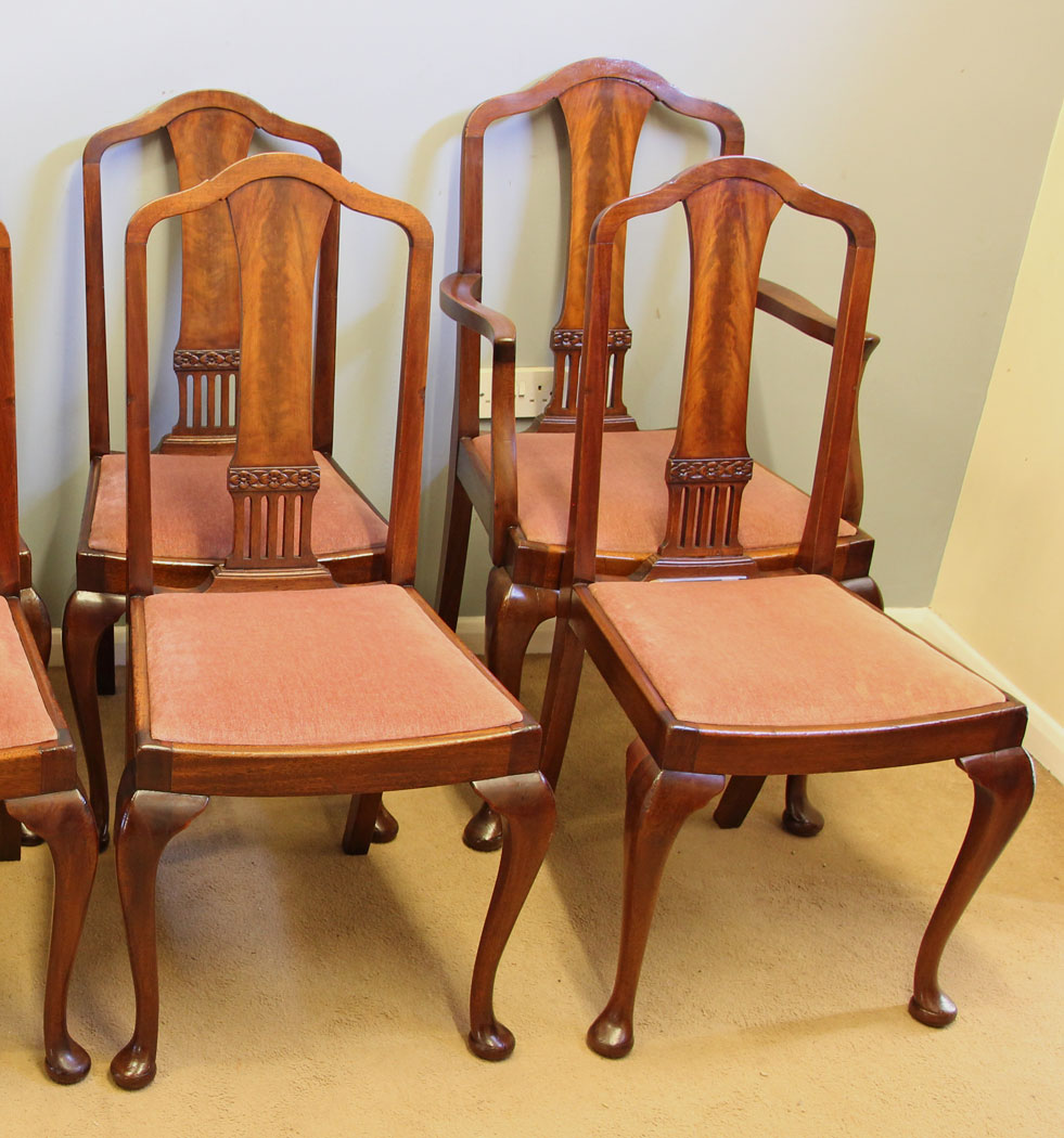 12108r3 Antique Set Eight Mahogany Dining Chairs,
