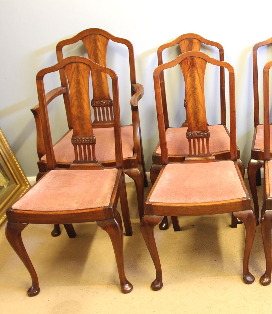 12108r4 Antique Set Eight Mahogany Dining Chairs,