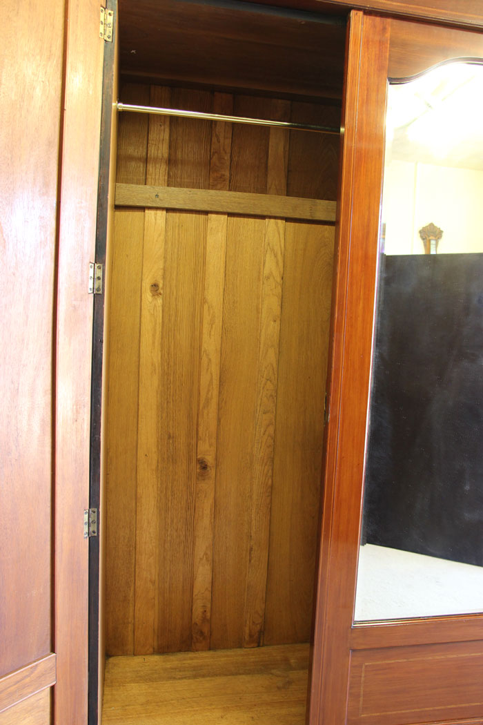 12109r15 Antique Edwardian Inlaid Mahogany Wardrobe,