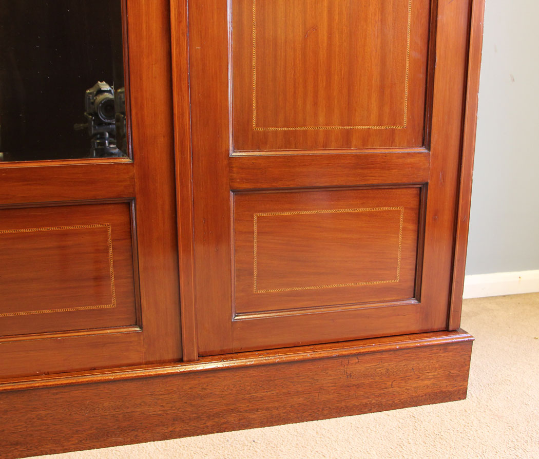 12109r8 Antique Edwardian Inlaid Mahogany Wardrobe,