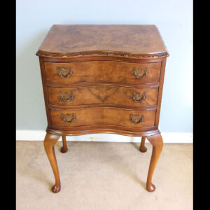 Antique Walnut Bedside Cabinet Chest Drawers.