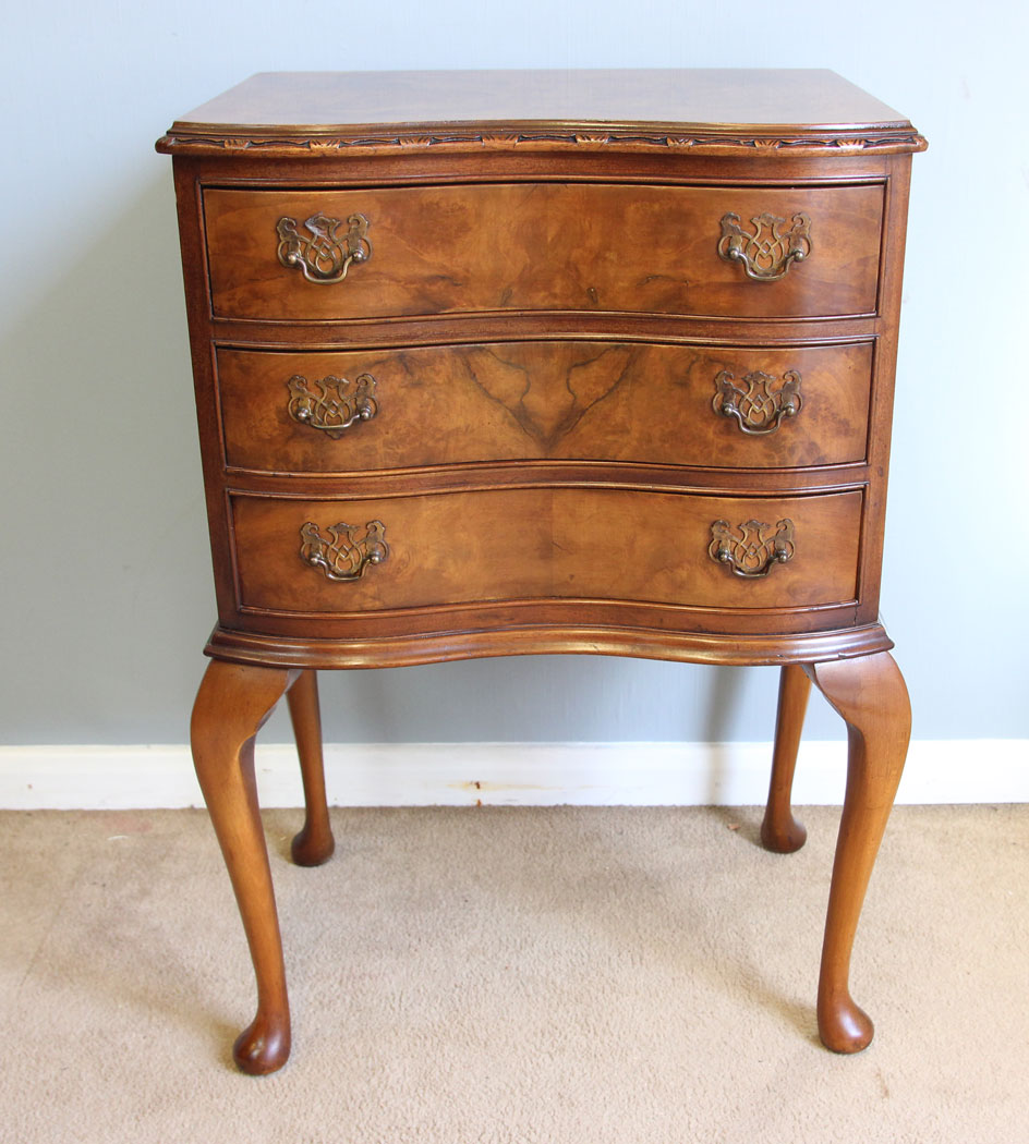 12121r4 Antique Walnut Bedside Cabinet Chest Drawers,
