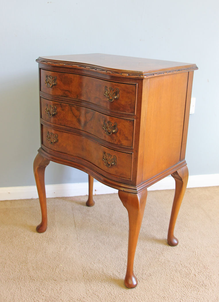 12121r5 Antique Walnut Bedside Cabinet Chest Drawers,