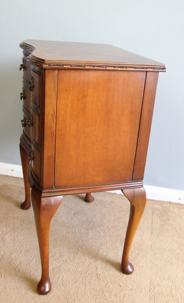 12121r7 Antique Walnut Bedside Cabinet Chest Drawers,