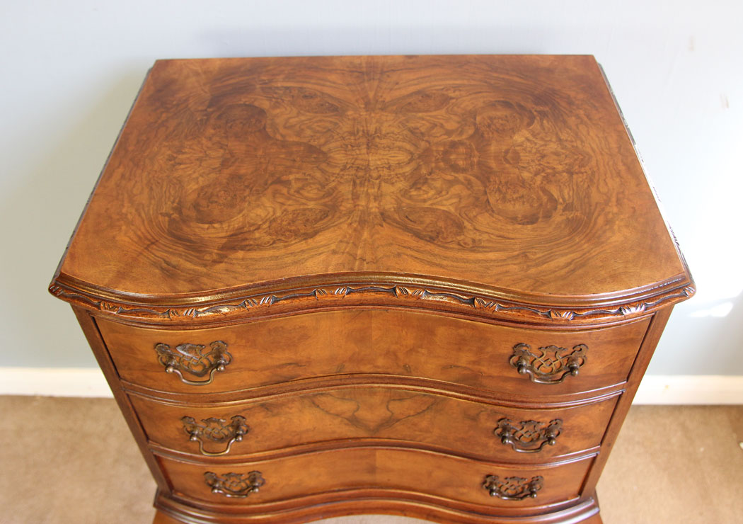 12121r8 Antique Walnut Bedside Cabinet Chest Drawers,