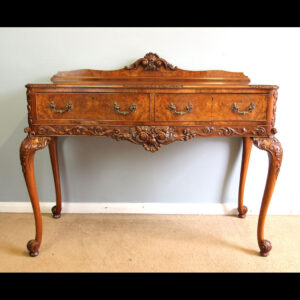 Quality Antique Burr Walnut Serpentine Front Serving Side Table