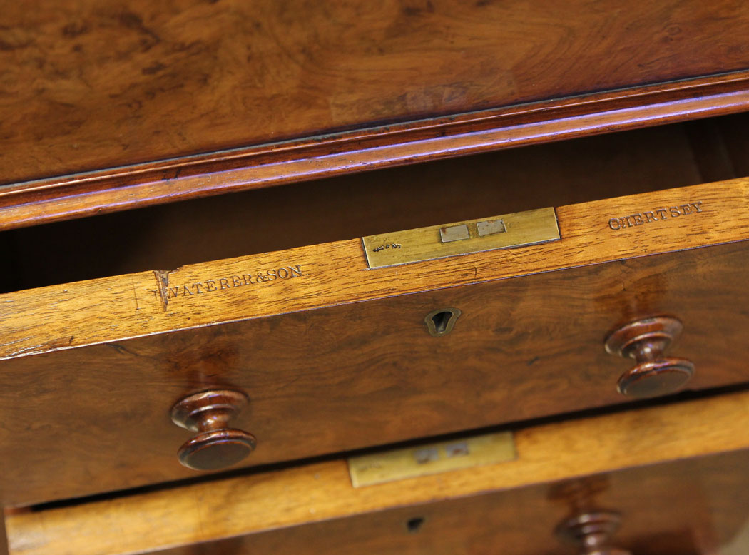 12132r13 Antique Burr Walnut Davenport Writing Desk,