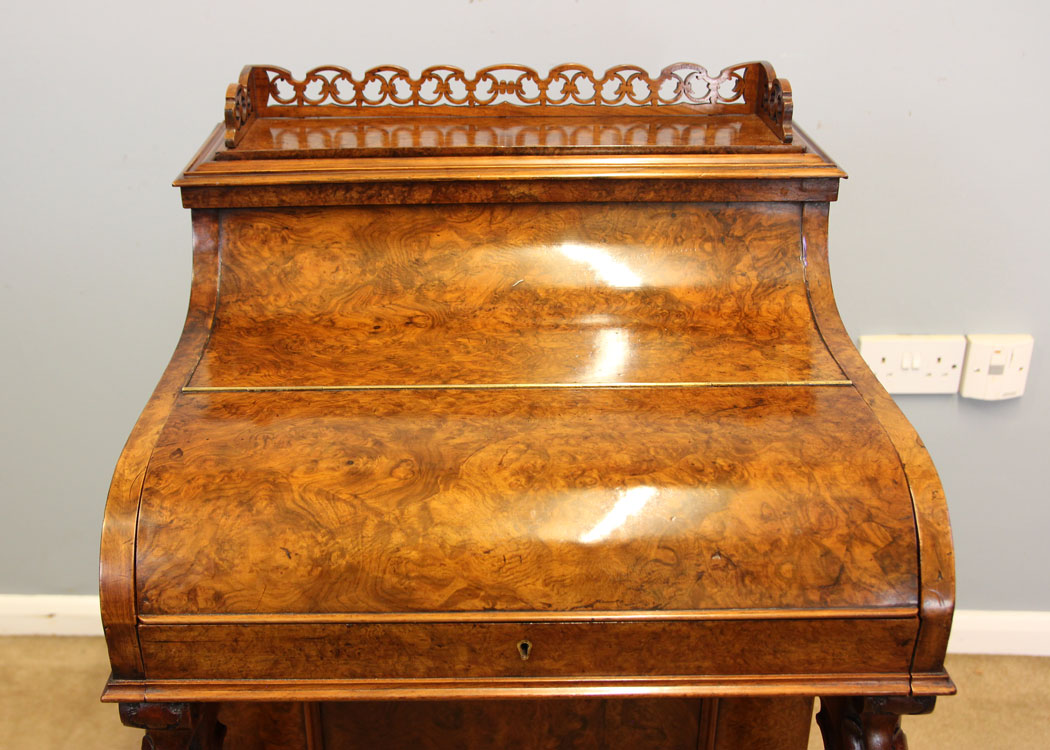 12132r8 Antique Burr Walnut Davenport Writing Desk,