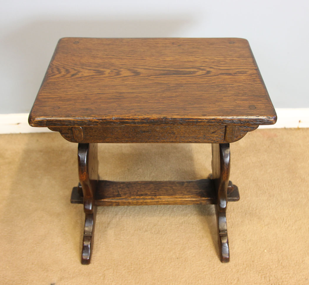 12133r2 Antique Low Oak Side Coffee Table Stool,