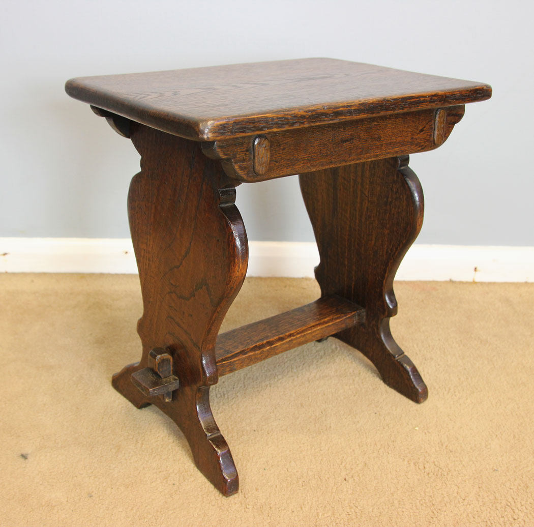 12133r5 Antique Low Oak Side Coffee Table Stool,