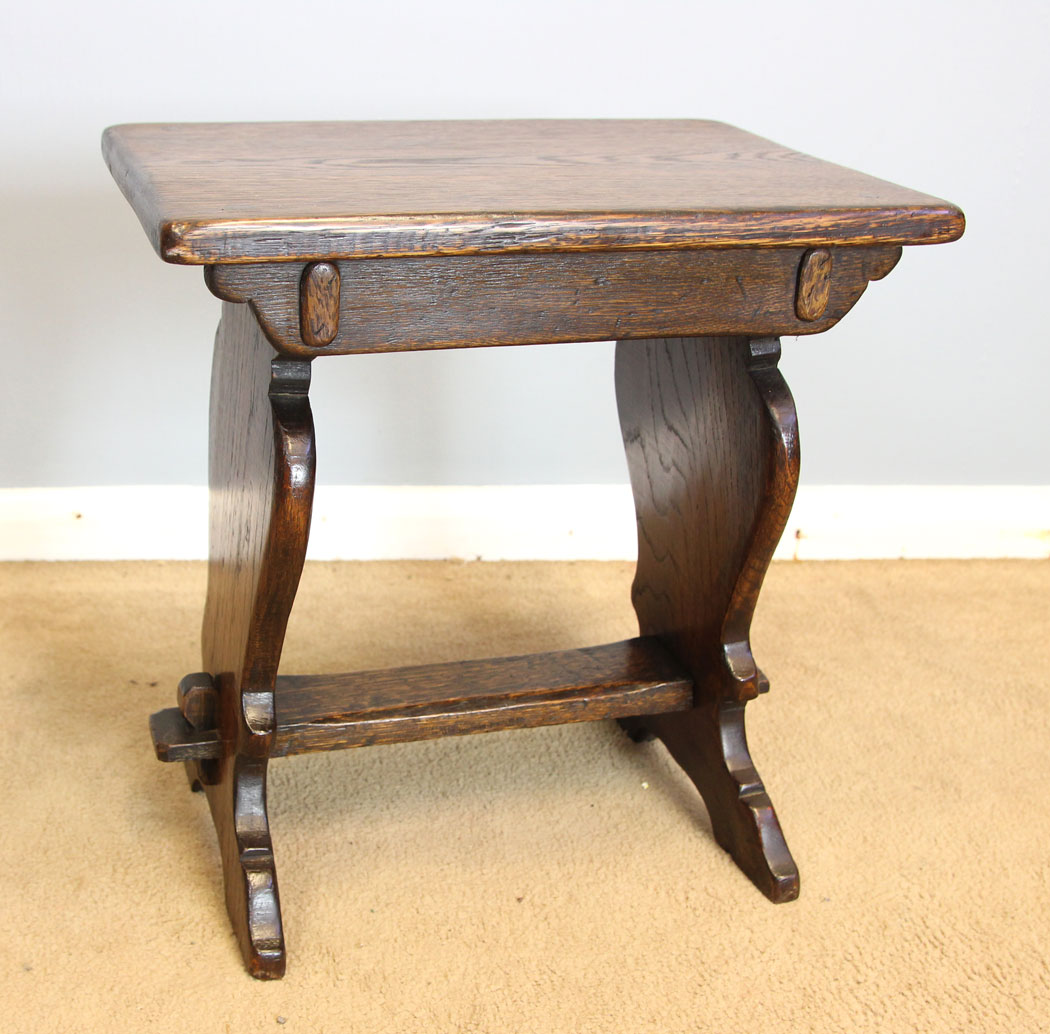 12133r6 Antique Low Oak Side Coffee Table Stool,