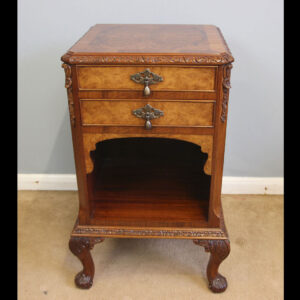 Quality Burr Walnut Antique Bedside Cabinet