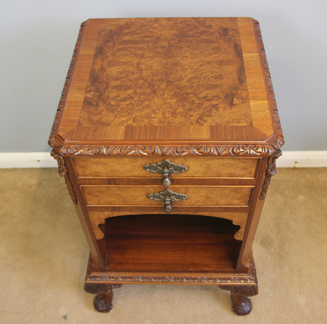 12148r11 Burr Walnut Bedside Cabinet,