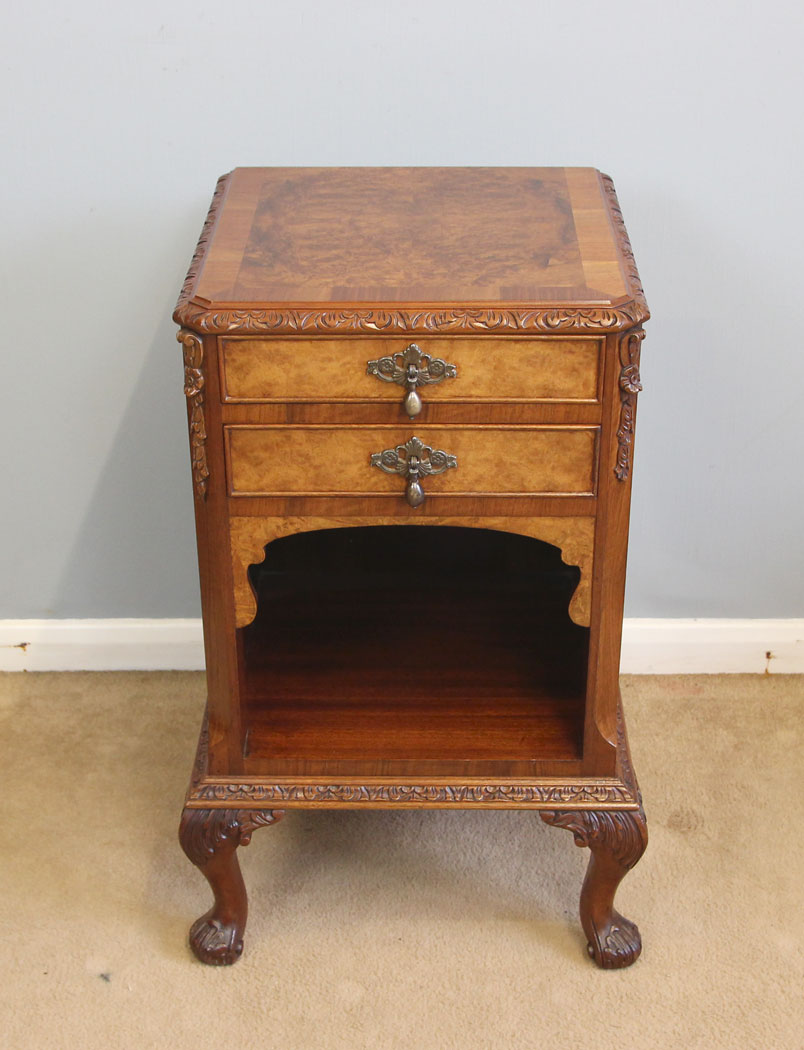 12148r12 Burr Walnut Bedside Cabinet,