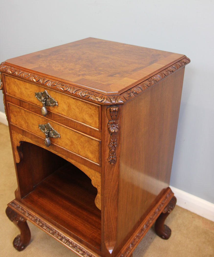 12148r6 Burr Walnut Bedside Cabinet,