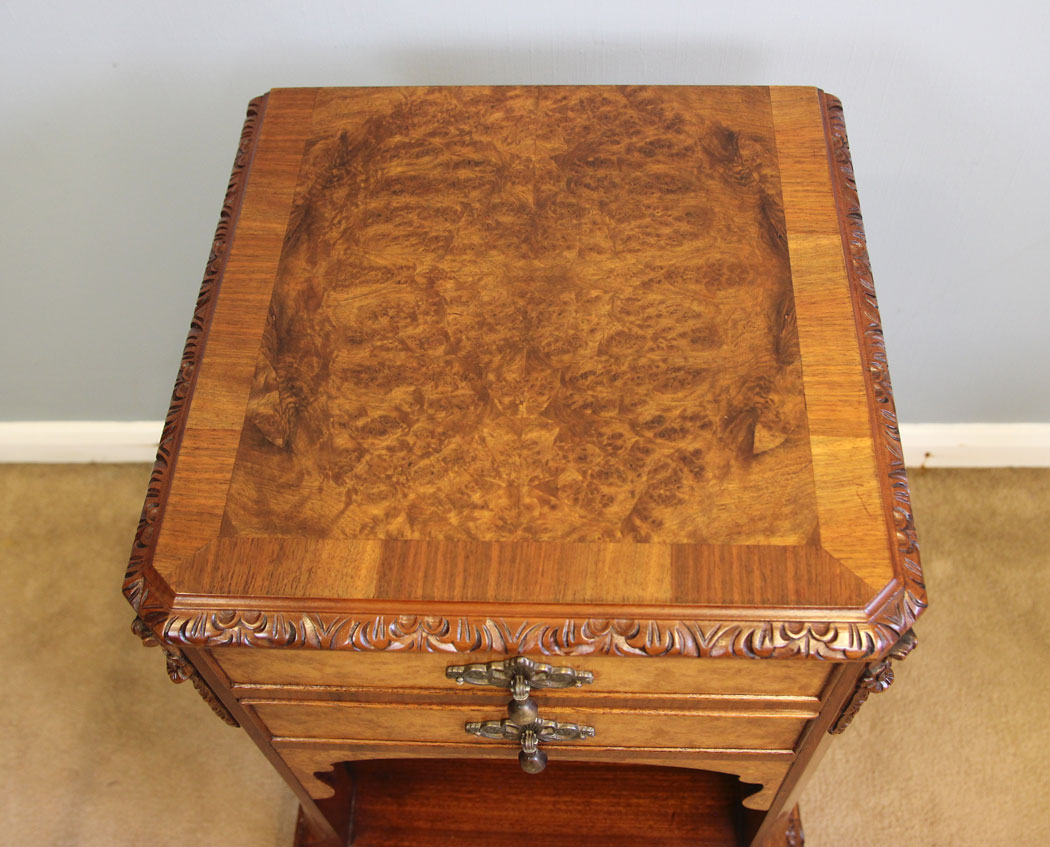 12148r8 Burr Walnut Bedside Cabinet,