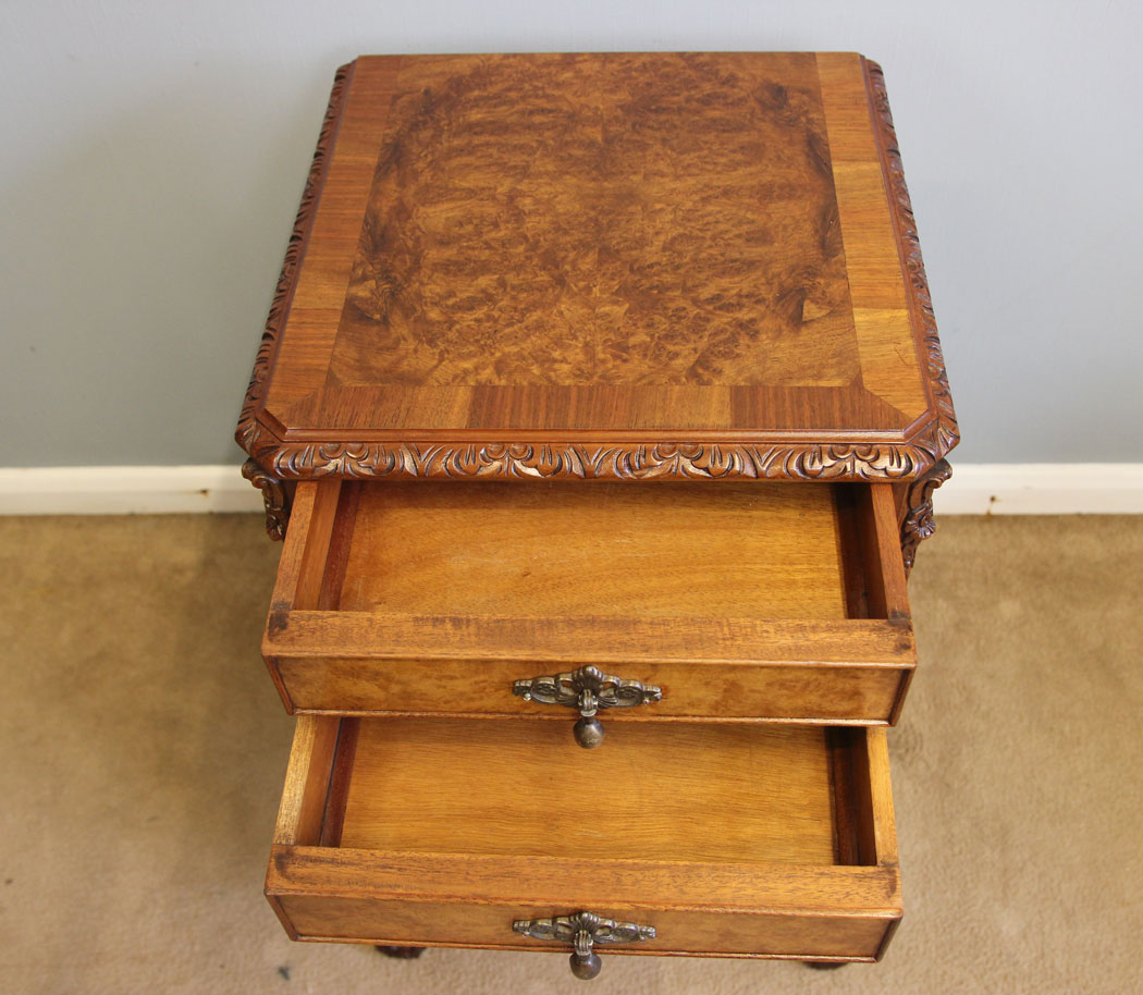 12148r9 Burr Walnut Bedside Cabinet,