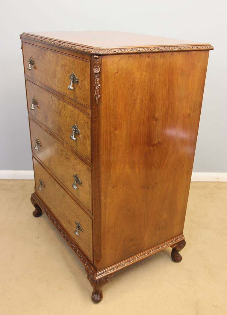 12150r5 Quality Burr Walnut Chest Of Drawers,