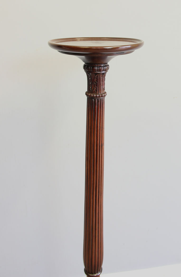 12151r7 Antique Edwardian Mahogany Torchiere Plant Stand ,