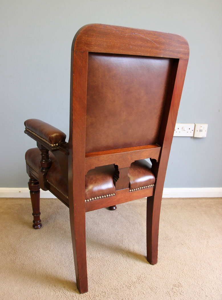 12154r4 Antique Leather Library Mahogany Armchair Desk Chair