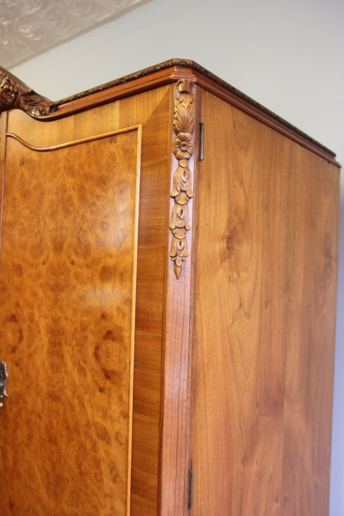 12156r12 Burr Walnut Fitted Double Wardrobe,