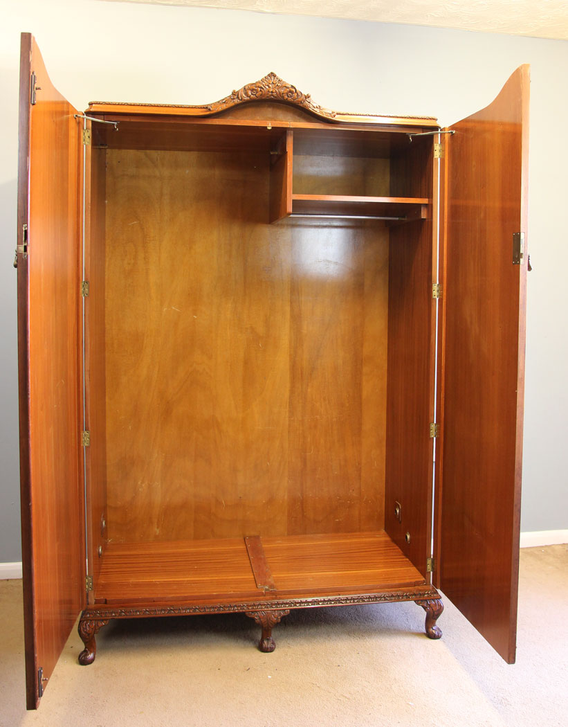 12158r9 Antique Burr Walnut Hanging Double Wardrobe, - Copy
