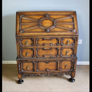 Antique Oak Jacobean Style Writing Desk Bureau.