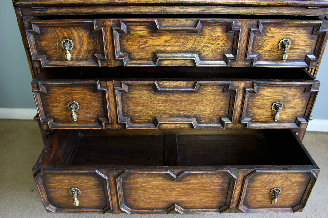 12160r8 Antique Oak Jacobean Style Writing Desk Bureau,