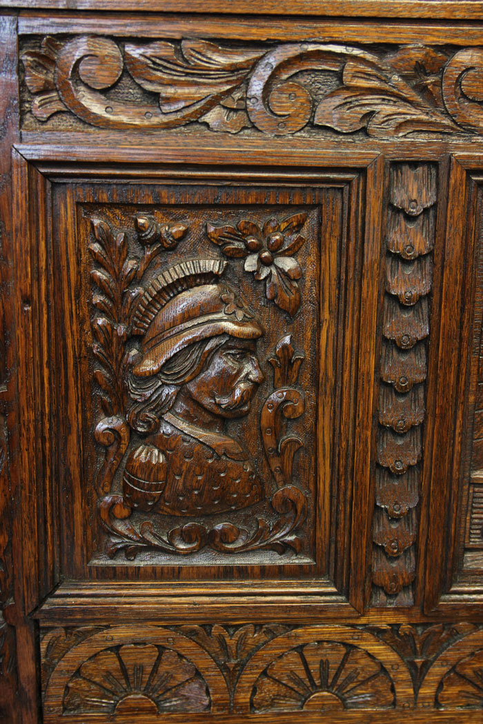 12162r6 Antique Victorian Carved Oak Settle Monks Bench,