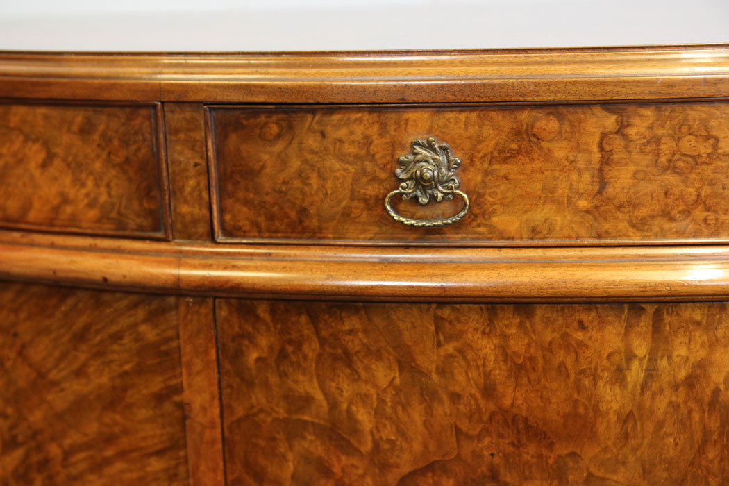 12164r12 Antique Burr Walnut Demi Lune Side Cabinet Sideboard,