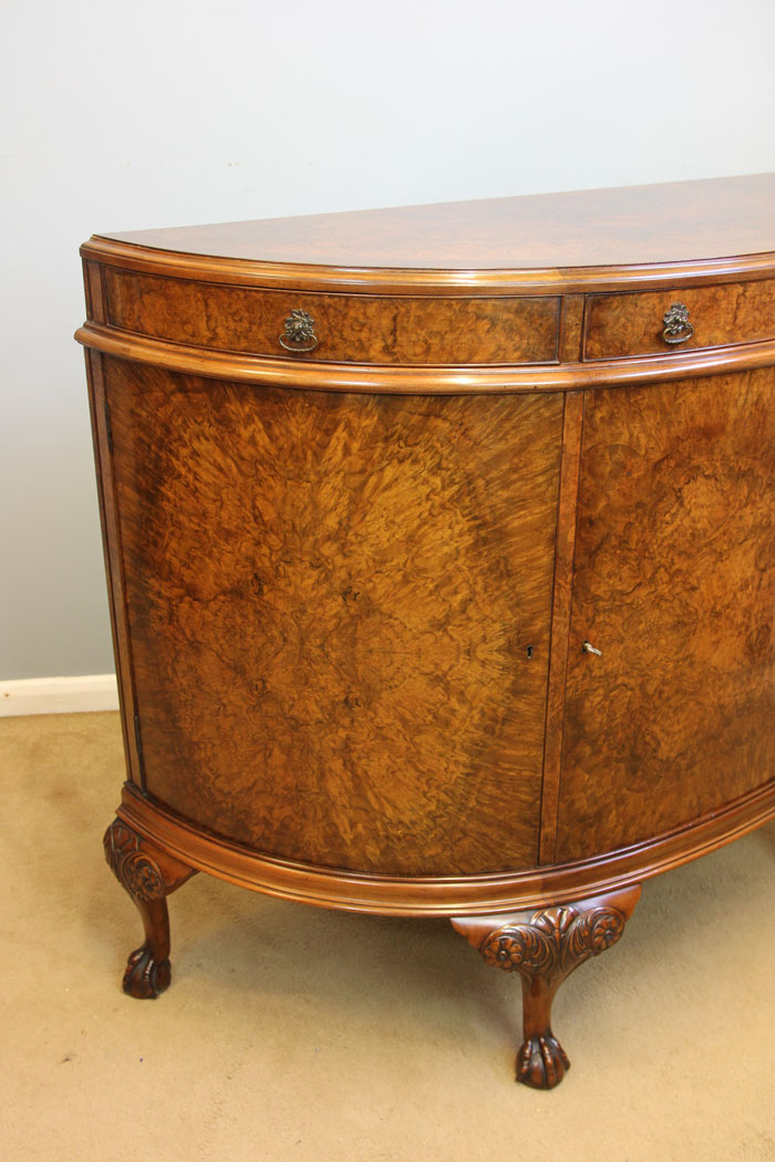 12164r2 Antique Burr Walnut Demi Lune Side Cabinet Sideboard,