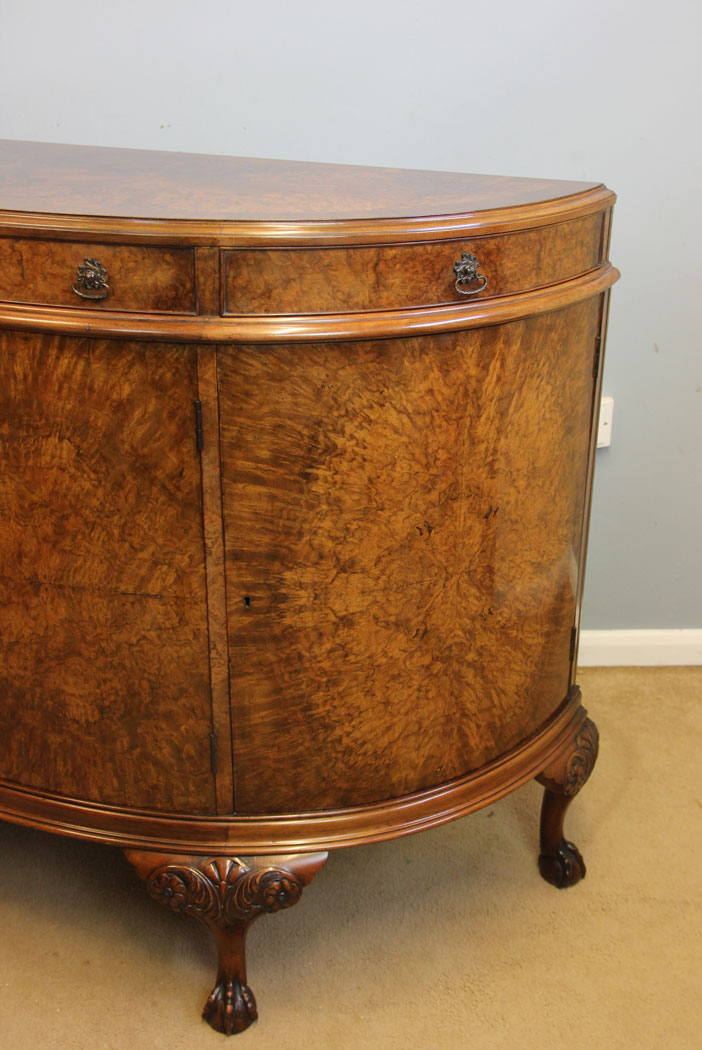 12164r3 Antique Burr Walnut Demi Lune Side Cabinet Sideboard,