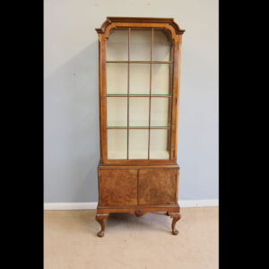 Antique Burr Walnut China Display Cabinet