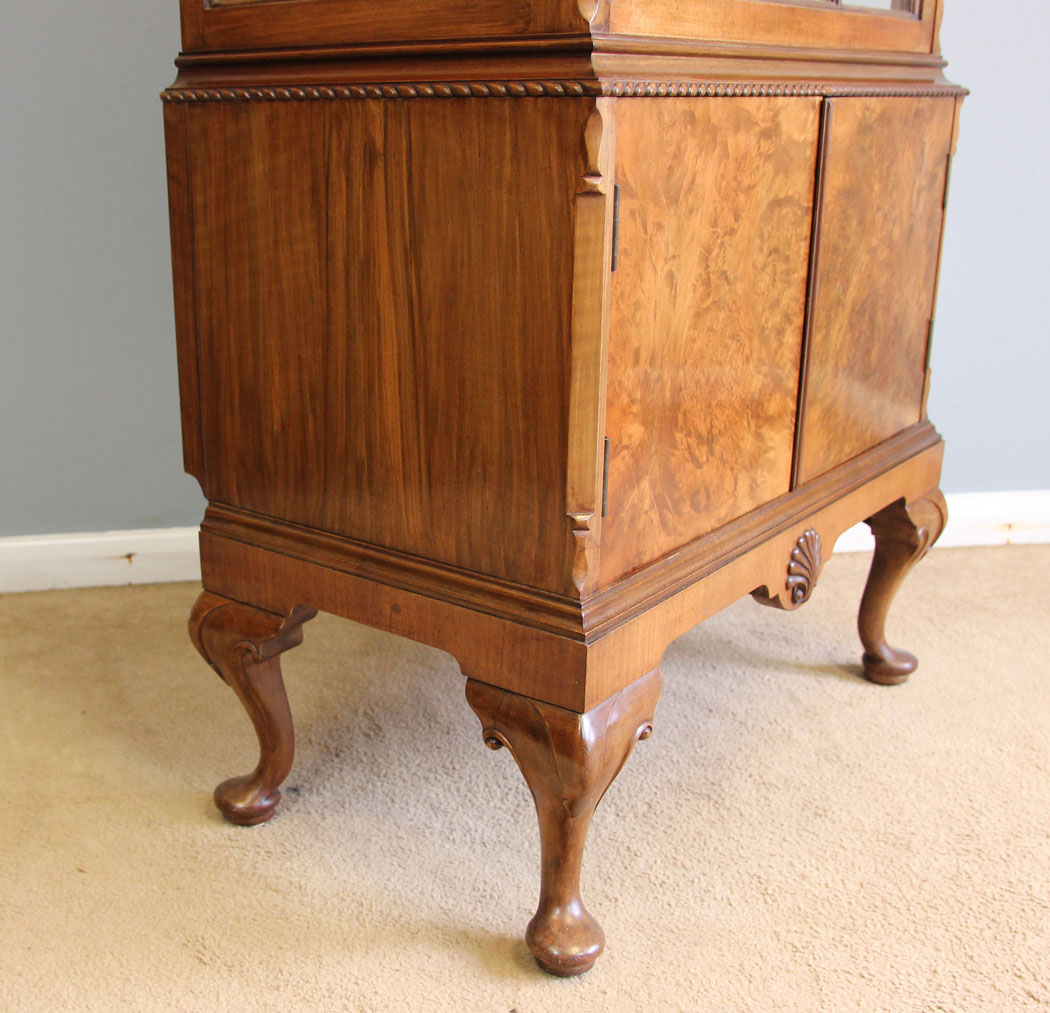 12166r6 Antique Burr Walnut Display Cabinet,