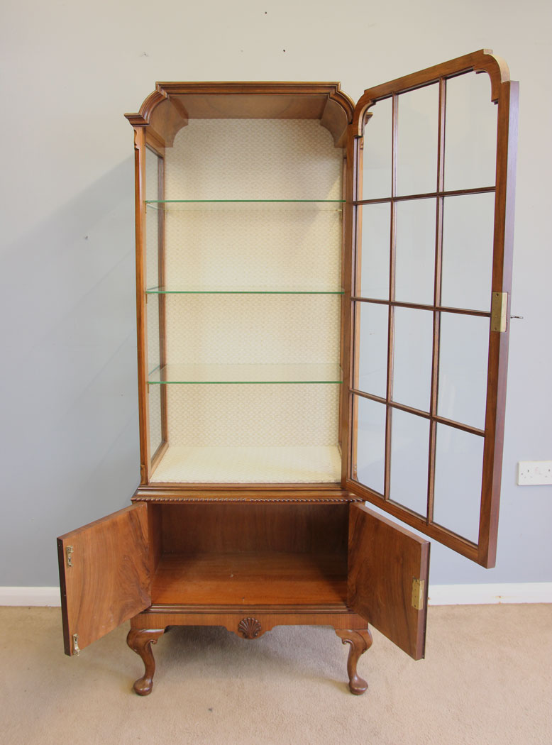 12166r7 Antique Burr Walnut Display Cabinet,