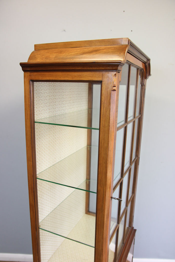 12166r9 Antique Burr Walnut Display Cabinet,