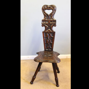 Antique Carved Oak Spinning Chair.