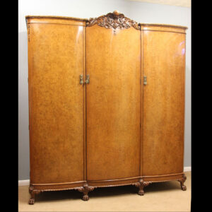 Antique Burr Walnut Triple Bow Door Compactum Wardrobe