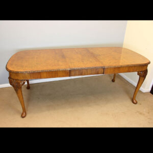 Antique Burr Walnut Queen Anne Style Extending Dining Table