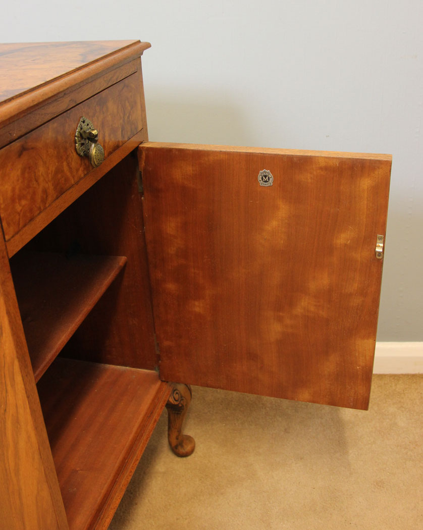 12178r6 Antique Burr Walnut Bedside Cabinet,